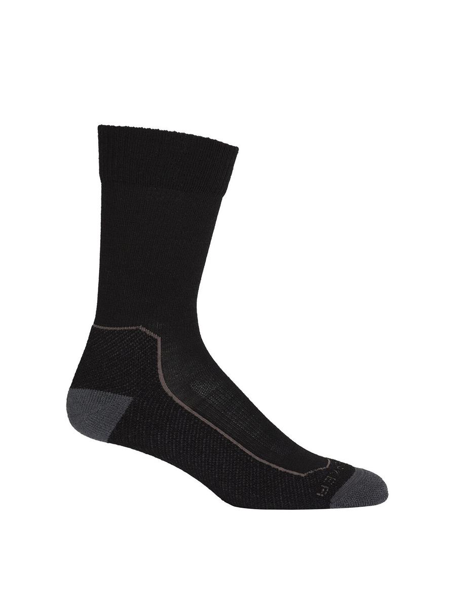 Men's Icebreaker Merino Hike+ Light Crew Socks Black / Mink | CA 1906TCEV